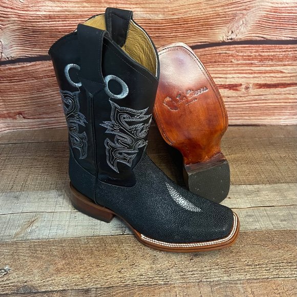Men's Western Exotic Sting Ray Cowboy Square Toe Boots Botas Vaqueras Mantaraya - Picture 3 of 10